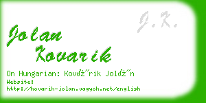 jolan kovarik business card